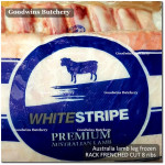 Lamb RACK FRENCHED CUT frozen Australia WHITE STRIPE whole cut 8 ribs +/- 1kg (price/kg)